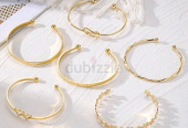 6pcs/Set Double Heart Love Letter Flower Open Bangle For Women, Daily Wear