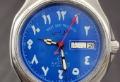 VINTAGE WEST END WATCH SOWAR MILITARY AUTOMATIC ETA MOVEMENT ARABIC BLUE DIAL FOR MEN’S