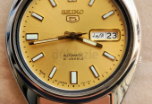 Seiko5 Automatic 7S26 caliber 21-jewels Golden dial Japan made Mens Watch(USED)