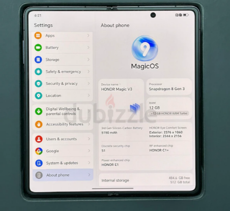 HONOR MAGIC V3 512GB STORAGE GREEN COLOR