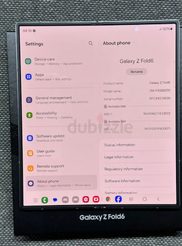 SAMSUNG GALAXY Z FOLD 6 12/256GB STORAGE SLIVER COLOR