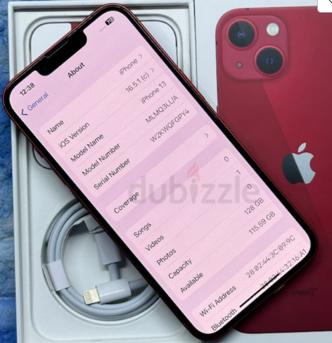 PHONE 13 RED COLOR 128GB STORAGE