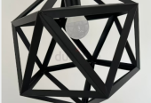 Modern Geometric Pendant Lamp, Black Metal