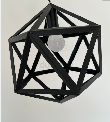 Modern Geometric Pendant Lamp, Black Metal