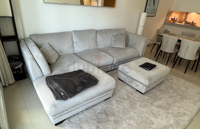 Grey L shape sofa. Very comfy