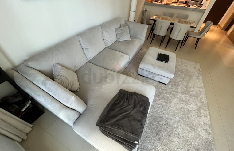 Grey L shape sofa. Very comfy