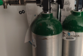 Oxygen supply tanks with rolling trolley. 10 liter and 4.5 liter