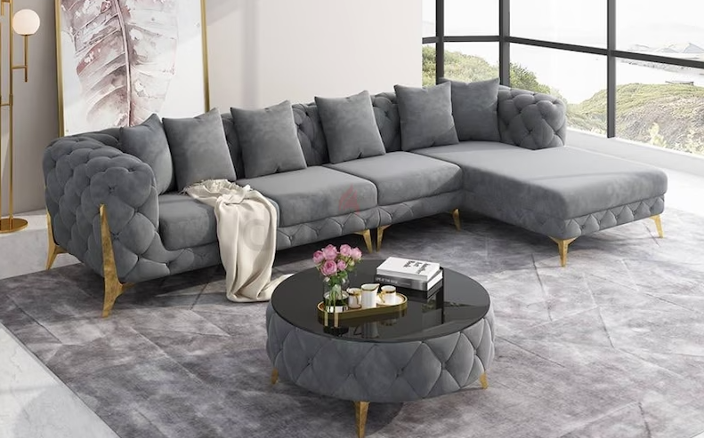 L shape -stylesh brand new sofa set with table