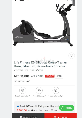 Life fitness cross trainer. E3