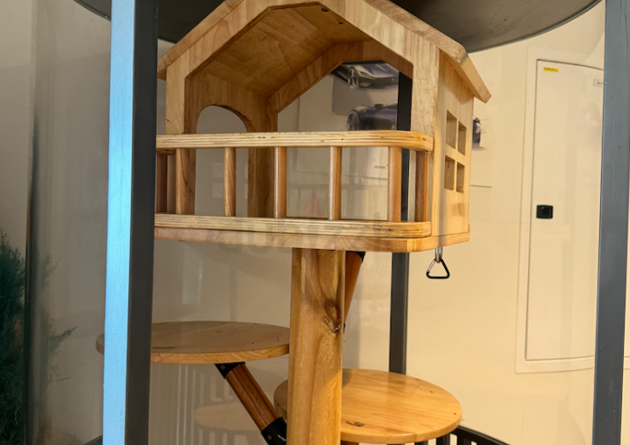 Big cat tree with litter box under