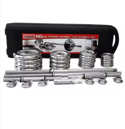 Chrome dumbbells and Barbell set 50kg