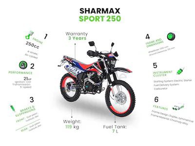 Sharmax Sport 250 with Warranty (enduro, dirt bike , اندورو، دراجات الطرق الوعرة) |1825