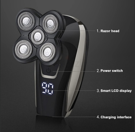 Ouna Mens Whole Body Wash Electric Shaver Head Shaver Multifunction LCD Digital Display Shaver Set