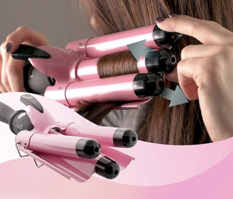 HAIR CURLER WITH THREE BARRELS
