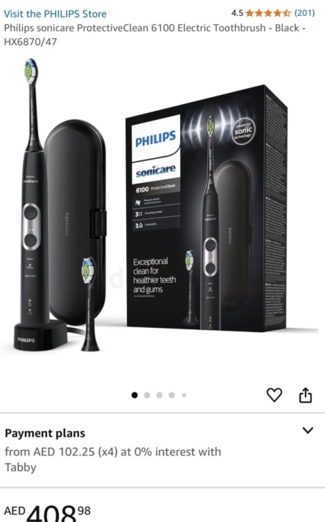 Sonicare Philips ProtectiveClean 6100 Rechargeable Electric Power Toothbrush, Black