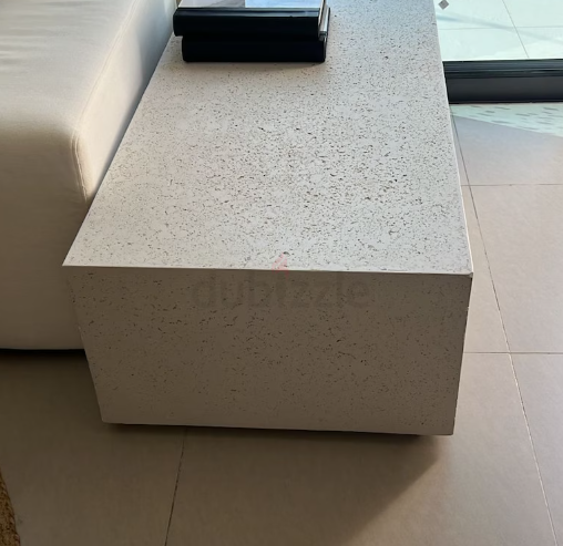 Ivory concrete coffee table by CB2