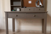 Pottery barn grey desk with shelves