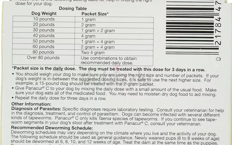 Panacur Canine Dewormer – 1g