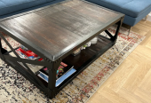 Solid Wood and Metal Coffee Table