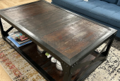 Solid Wood and Metal Coffee Table