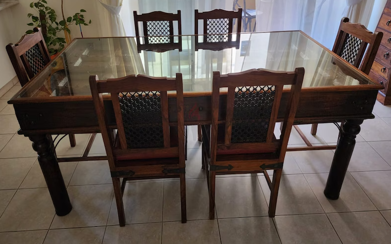 Marina Wooden Dining Set (6 Chairs)