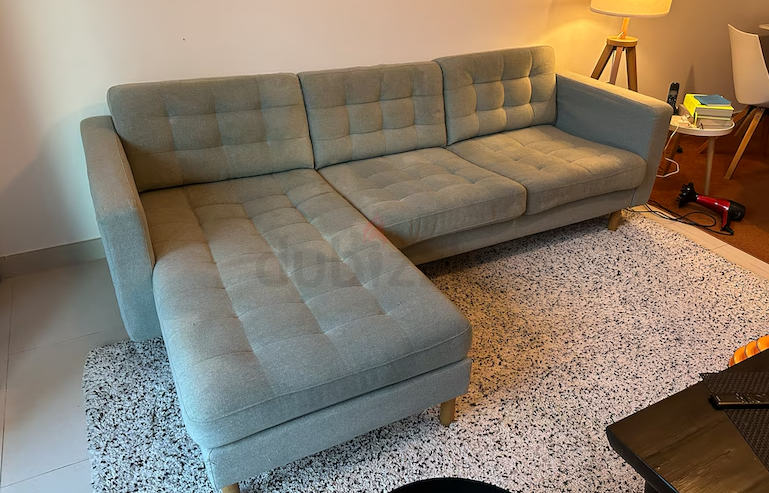 IKEA LANDSKRONA 3-SEAT SOFA WITH CHAISE LONGUE