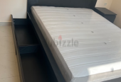 IKEA Malm Queen Size storage bed frame with IKEA Brand Mattress for sale in good condition