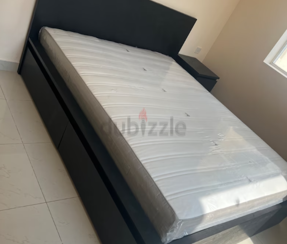 IKEA Malm Queen Size storage bed frame with IKEA Brand Mattress for sale in good condition