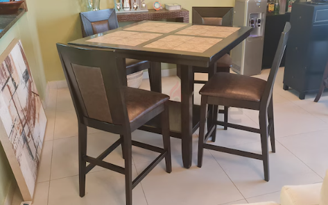 High Wooden Dining Table Set