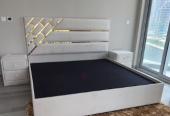 Brand New Queen size bed 160×200 with gold steal .