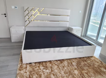 Brand New Queen size bed 160×200 with gold steal .