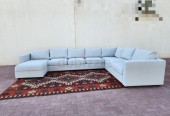 VIMLE 5 seat corner sofa bed and chaise longue, Gunnared light grey bed, with narrow armrests