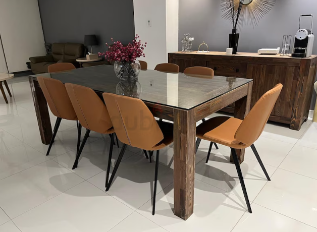 Luxury dining table with chairs and sideboard