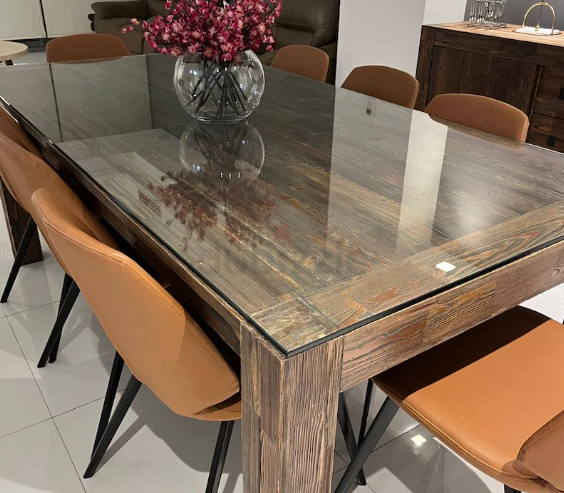 Luxury dining table with chairs and sideboard