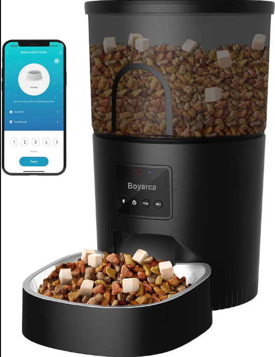 Boyarca 3L WiFi Smart Cat Feeder, app-controlled, schedules 1-10 meals/day, 1-12 portions/meal.