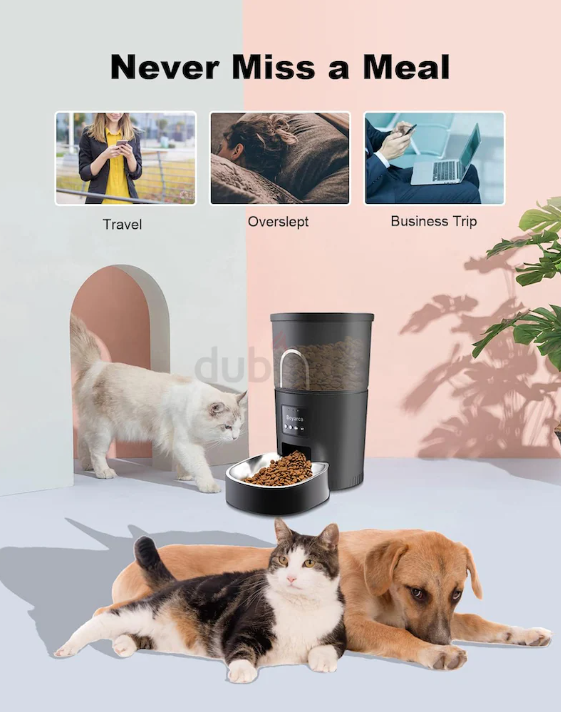 Boyarca 3L WiFi Smart Cat Feeder, app-controlled, schedules 1-10 meals/day, 1-12 portions/meal.