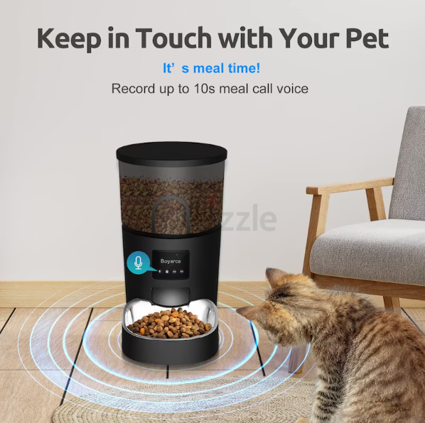 Boyarca 3L WiFi Smart Cat Feeder, app-controlled, schedules 1-10 meals/day, 1-12 portions/meal.