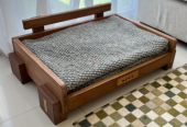 Contemporary hard wood pet bed. Brand new.