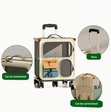 Pet Rolling Suitcase with Five Silent Wheels