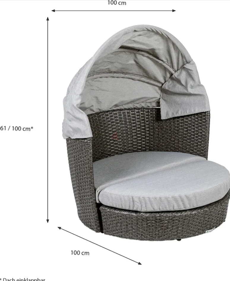 Pet sun lounger with roof, Ø100 cm