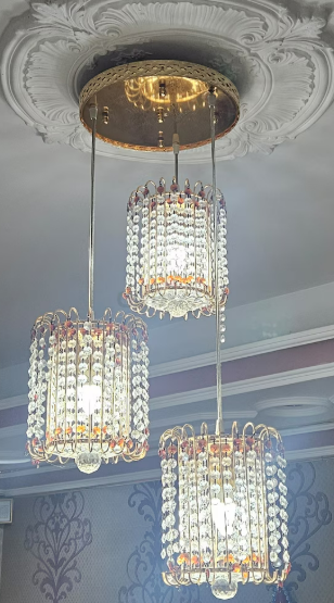 Ceiling light with small crystals