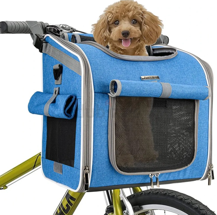 BABEYER Bike Basket, Expandable Soft-Sided Pet Carrier , for Medium Dog Cat Puppies – Blue