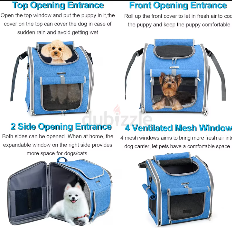 BABEYER Bike Basket, Expandable Soft-Sided Pet Carrier , for Medium Dog Cat Puppies – Blue