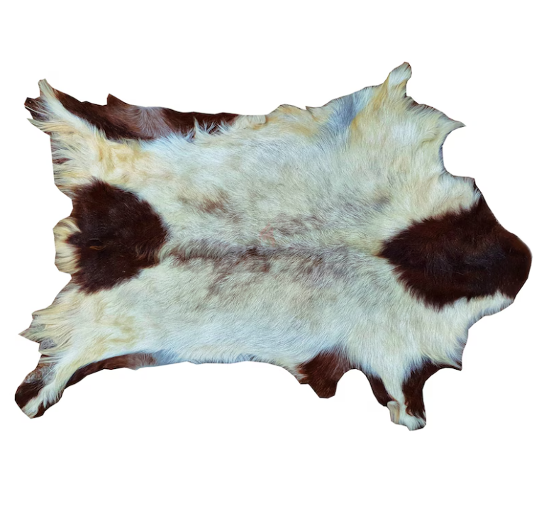 Unique Coat-hide100% Real Premium, Goat Skin Rug, Throw, Soft Hair-On Leather Rug Material