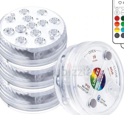 Submersible LED Lights with Remote RF, ( 2 Pcs 1 Remote )