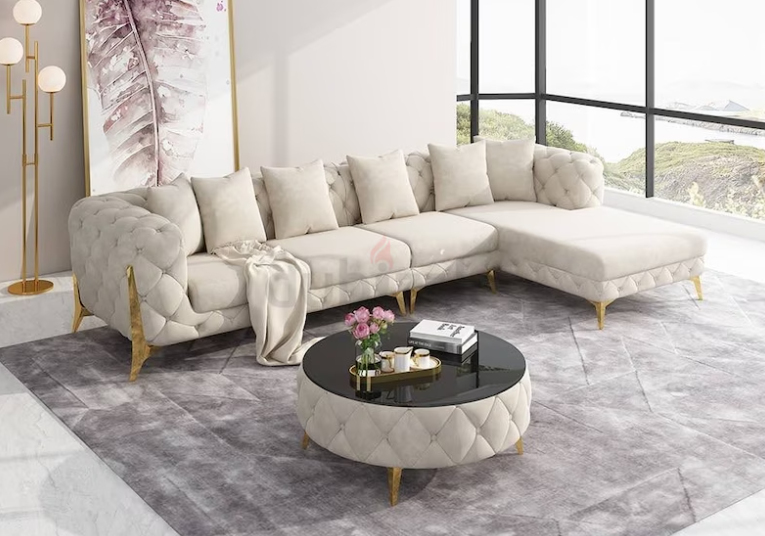 L shape Baige Brand new sofa set for sale