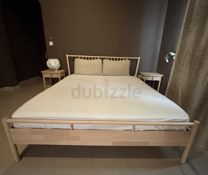 Elegant Wooden Double Bed with Mattress