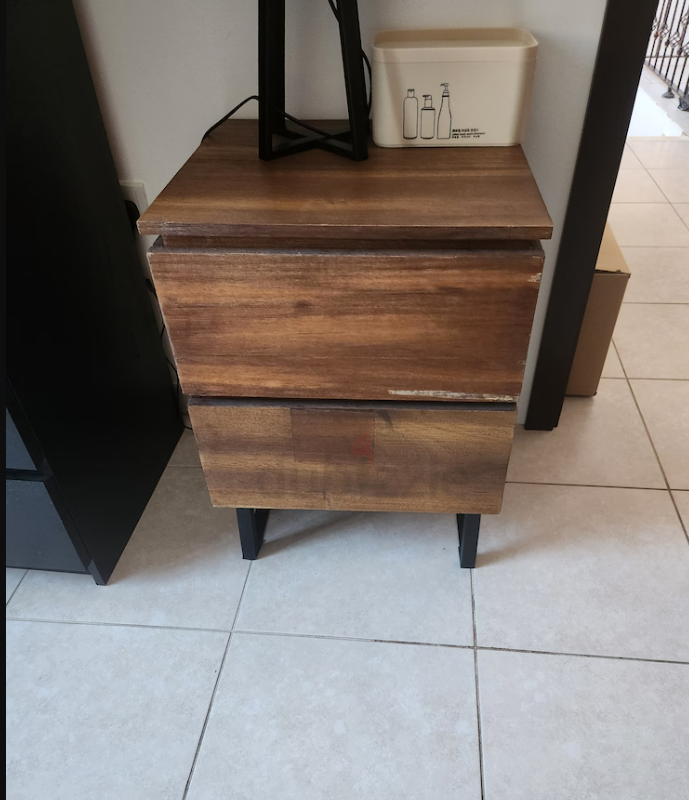 Queen Bed with attrass and night Stand… almost new