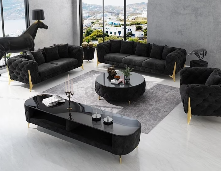 Black . brand new sofa set for sale 3+2+1