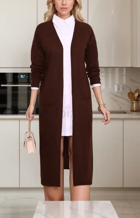 جاكيت طويل بجيب للسيدات – صناعة تركية Long Jacket with Pockets for Ladies Turkish Made